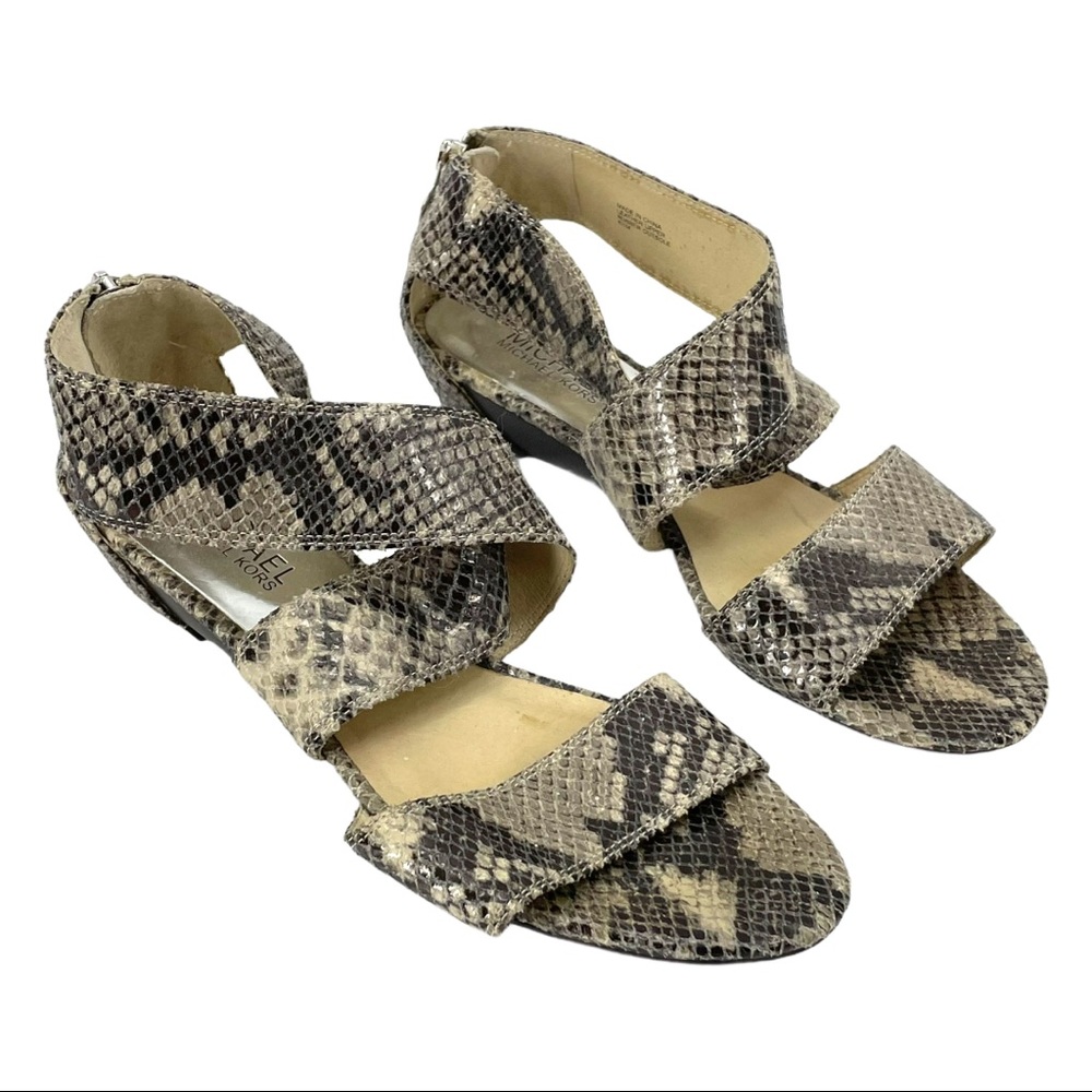 Michael Kors Snakeskin Leather Short Wedge Sandals Excellent Condition
